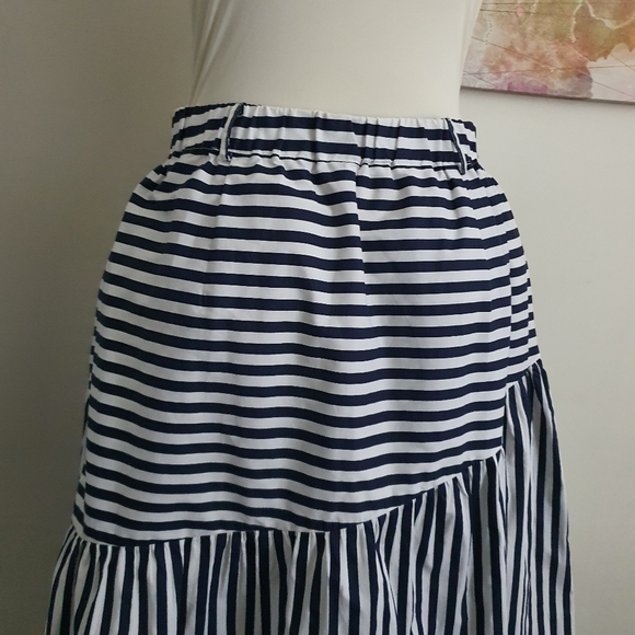 NWOT Hammock & Vine Size 16 Blue White Stripes Midi Skirt with Matching Belt - Picture 11 of 15